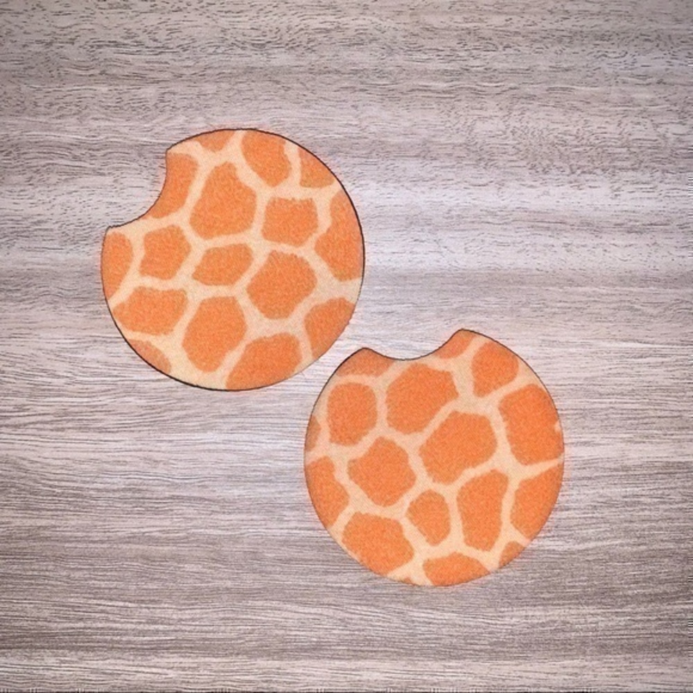 Giraffe print car coasters 2pack new
